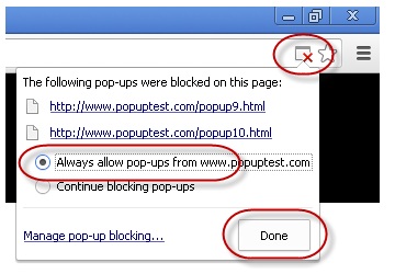 chrome how to turn off pop up blocker